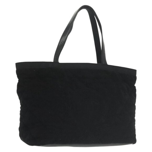 CHANEL Matelasse COCO Mark Tote Bag pile Black Silver CC Auth BA4775 - Picture 1 of 16